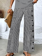 voordelige Tweedelige sets-Vrouwen 2-delige Mode Tanktop Broeksets Mouwloos Vierkante Hals Gestreepte Gelaagde Print Casual Dagelijks Grijs Zomer Reguliere Pasvorm