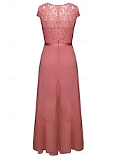 tanie Prosta sukienka-Sukienka na graduacje dla kobiet Sukienka maxi Jednolity kolor Sukienka balowa Sukienka w kształcie litery A Sukienka Fit and Flare Elegancka Formalna Półformalna Gość na wakacje Zaręczyny Przyjęcie