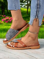 cheap Slide Sandals-Contrast Color Slide Sandals for Women – Comfortable Open-Toe with Stylish Strap Design for Everyday Casual Wear