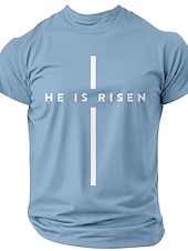 ieftine Credinţă-Paște Bărbați Iisus Tricou 100% Bumbac Manșon scurt Grafic Cămaşă Negru Alb Albastru Închis Tricou confortabil Vacanță Stradă Îmbrăcăminte de designer de modă