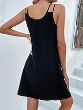 preiswerte Einfaches Kleid-Damen Mini Kleid T-Shirt Kleid Tee Kleid Shift Kleid Slip Kleid Lässig Urlaub Lässig Täglich Reguläre Passform Grafik Ärmellos V-Ausschnitt Schwarz Rosa Staubiges Rosa Helllila Sommer