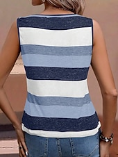 abordables Débardeurs et camisoles femme-Débardeur femme en camisole rayé décontracté et stylé sans manches col carré taille régulière quotidien imprimé bleu violet vert été