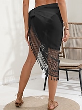 tanie Spódnica kopertowa-Kostium kąpielowy damski okrycie wierzchnie owinięcie frędzle wakacyjne wdzianko plażowe jednolity kolor bez rękawów kostiumy kąpielowe