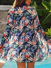 billiga Bikiniset i 3 delar-Dam Badkläder Bikini Tre delar Kalsonger Baddräkt Öppen rygg Smal Hög midja Semester Standkläder Blommig Halterneck Långärmad Baddräkter