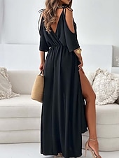 economico Vestito Semplice-Per donna Abito Lungo Maxi Abito Vestito Casual Vestito a ruota Abito Estivo Moda All'aperto Ferie Data Vestibilità regolare Semplice Senza Maniche Scollo a V Nero Rosa Rosso Estate Primavera