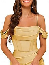 cheap Bridesmaid Dresses-A-Line Bridesmaid Dress Spaghetti Strap Sleeveless Elegant Floor Length Nylon with Split Front 2022