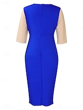 economico Vestiti aderenti-Per donna Vestito longuette Abito casual Aderente Elegante Moda Informale Da mare Giornaliero Standard Color Block Manica a 3/4 Girocollo Nero Bianco Rosso Blu reale Estate