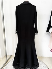 preiswerte Bodenlänge-Blazer-Kleid A-Linie Brautmutter Kleid Tuxedo-Kleid Elegant Hoher Schlitz Hemdkragen Bodenlange Stretchstoff Lange Ärmel mit Kristallen 2025