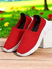お買い得  レディーススニーカー-女性用スリッポンスニーカー - 通気性のある織りデザインと快適なソールで、春夏のカジュアルなお出かけに最適です。