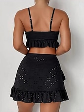 cheap 3 Pieces Bikini Set-Women&#039;s Swimwear Bikini Three Piece Skirt Swimsuit Backless Slim Vacation Beach Wear Solid Color V Neck Sleeveless Bathing Suits