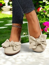 baratos Sapatilhas de mulher-sapatos descalços com laço feminino – sapatos largos e macios, sapatilhas de balé casuais e confortáveis para uso diário