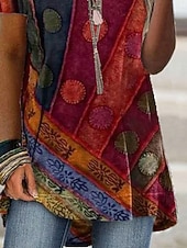 billige Boho topper-Dame T skjorte Trykt mønster Grafisk Mote Moderne Fritid Kortermet Crew-hals Vanlige topper Daglig Helg Blå Vin Lilla Oransje Sommer Vår