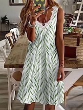 olcso Vakációs ruhák-Női EU / USA méret Mini ruha hétköznapi ruha Strandruha Elegáns ruha Elegáns Csehország Szabadság Ujjatlan Vakáció Hétköznapi Tengerpart Előírásos öltözék Tömör szín Falevél Ujjatlan V-alakú Fehér