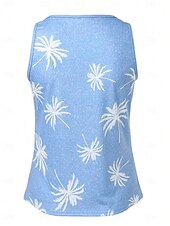 cheap Tank Tops &amp; Camis-Women&#039;s Camisole Tank Top Floral Casual Sleeveless Notched Neck Regular Tops Daily Buttons Print Blue Summer