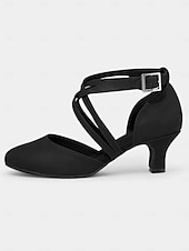 economico Scarpe per balli latini-scarpe da ballo in raso bianco con design a cinturino incrociato – tacco medio, punta aperta per donna – ideali per matrimoni, eventi formali e gare di ballo