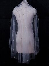 olcso Fátylak-Egyrétegű Kortárs  Stílusos Menyasszonyi Fátyol Katedrális Fátylok Mesterséges Gyöngy Tülllel