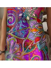 preiswerte Boho Kleider-Damen Normal Minikleid Casual kleid Sommerkleid A Linie Kleid Elegant Urlaub Stilvoll Urlaub Täglich Regular Fit Blumen Graphic Abstrakt Kurzarm Rundhalsausschnitt Purpur Sommer