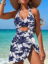 ieftine Înotători-Costume de baie pentru femei monokini rochie de baie fără spate control al burticii talie înaltă subțire vacanță plajă imprimeu floral guler halter fără mâneci