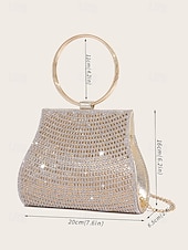 voordelige Clutches &amp; Avondtasjes-elegante kristallen avondclutch met gouden ringhandvat – damestas met strass voor bruiloften, feesten en speciale gelegenheden