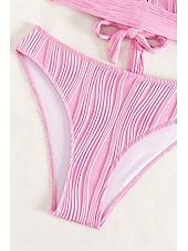 billiga Bikiniset-Dam Badkläder Bikini 2 st Kaxig Baddräkt Öppen rygg Smal Semester Standkläder Ensfärgat V-hals Ärmlös Baddräkter