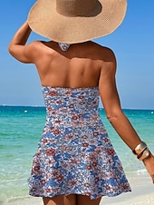 ieftine Înotători-Costume de baie pentru femei monokini rochie de baie fără spate control al burticii talie înaltă subțire vacanță plajă imprimeu floral guler halter fără mâneci