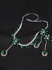 abordables Parures de Bijoux-Parure de Bijoux 1 Vert Zircon Chrome Imitation de diamant 1 Collier Boucles d&#039;Oreilles Femme Elégant Rétro Vintage Mode Le style rétro Classique Parure de Bijoux Pour Mariage Soirée