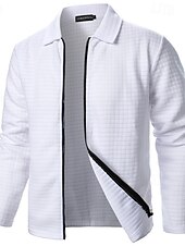 economico Giubbotti e cappotti da uomo-Per uomo Giacca Leggera Giacca Estiva Giacca Camicia Giacca di transizione Vacanza Quotidiano Resistente all&#039;usura Tasca Primavera Autunno Semplice Moda Classico Bavero Regolare Nero Bianco Vino Blu