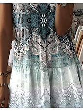 tanie Sukienki boho-Damskie Sukienka mini Zabytkowa sukienka Codzienne sukienki Mini sukienka Sukienka letnia Bohema Urlop Codzienny Urlop Codzienny Święto Regularny Graficzny Geometryczny W Tureckie Wzory Bez rękawów