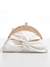 economico Clutch e borsette da sera-pochette da sera in similpelle da donna – borsa con nodo vintage decorato con strass per matrimoni, feste ed eventi formali colore argento nero bianco