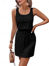 ieftine Rochii de soare-Pentru femei Rochie Lunga Rochie Maxi Rochie casual Rochie Tip Maieu Stilat Casual Vacanță Zilnic Fit regulat Simplu Fără manșon În U Negru Alb Albastru celest Vară Primăvară