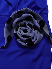 olcso Kentucky ruha-Kentucky Derby Női Midi Ruha Testhezálló Elegáns Formális Parti Esküvői Vendég Eljegyzés Normál Fazon Grafikai 3/4-es Ujjú V Nyak Fekete Sárga Piros Kék Nyár