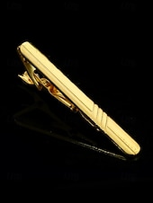 voordelige Heren dassen en vlinderdassen-elegante gouden stropdasclip voor heren – strak design met zwarte inleg, perfect voor zakelijke, formele evenementen en bruiloften