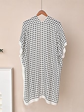 abordables Falda cruzada-Mujer Bañadores Tapadera Vestido de Baño Traje de baño Vacaciones Ropa de playa Geométrico Escote en Pico Manga Larga Trajes de baño
