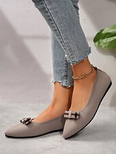 baratos Sapatilhas de mulher-sapatilhas femininas de bico fino com laço – sapatilhas de balé elegantes e respiráveis para uso no escritório e casual