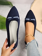 baratos Sapatilhas de mulher-sapatilhas femininas de bico fino com laço – sapatilhas de balé elegantes e respiráveis para uso no escritório e casual