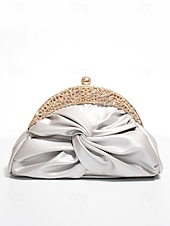 economico Clutch e borsette da sera-pochette da sera in similpelle da donna – borsa con nodo vintage decorato con strass per matrimoni, feste ed eventi formali colore argento nero bianco