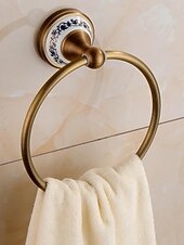 Недорогие Держатели для полотенец-держатель для полотенец из матовой латуни, старинная вешалка из латуни, держатель для полотенец для рук, для ванной комнаты, кухонные принадлежности, настенный, дизайн из фарфора