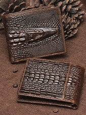 رخيصةأون محافظ-محفظة رجالية من الجلد الأصلي بتصميم رأس تمساح - أنيقة ومتينة، حماية من RFID، فتحات بطاقات متعددة، مثالية للمناسبات الرسمية وغير الرسمية
