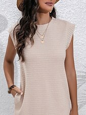 ieftine Rochii florale-Pentru femei Rochie Mini Rochie casual Rochie Tip Maieu De Bază Casual Vacanță Zilnic Fit regulat Simplu Fără manșon Stil Nautic Roz Îmbujorat Kaki Caisă Vară