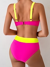 billiga Bikiniset-Dam Badkläder Bikini 2 st Kaxig Baddräkt Öppen rygg Smal Semester Standkläder Rand V-hals Ärmlös Baddräkter