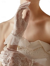 abordables Gants de Mariage-Dentelle Longueur Poignet Gant Elégant / Style classique Avec Couleur Pure Gants de Mariage / Fête