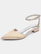 abordables Officiel-chaussures de mariage chic en satin noir avec bride à la cheville en cristal – bout pointu, talon bas, parfaites pour les mariages et les occasions élégantes