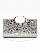 Недорогие Клатчи и вечерние сумочки-Гламурный вечерний клатч с золотыми кристаллами и круглой ручкой – женская сумочка со стразами, идеально подходит для свадеб, вечеринок и официальных мероприятий.