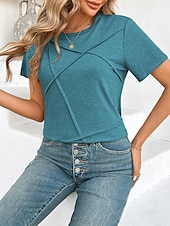 ieftine tricouri-Pentru femei Tricou Simplu Modă Modern Casual Manșon scurt Stil Nautic Topuri obișnuite Zilnic Sfârșit de săptămână Peteci Negru Roz Îmbujorat Albastru piscină Mov Maro Vară