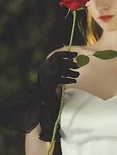 economico Guanti sposa-Guanti a Vite in Pizzo Lunghezza Elegante  Stile Classico Con Colore Puro Abito da Sposa  Guanto da Festa
