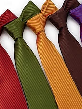 cheap Men&#039;s Ties &amp; Bow Ties-Men&#039;s striped satin tie, a variety of colors to meet different matching needs, suitable for business, wedding and formal events elegant and fashionable tie