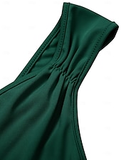 abordables Robe Simple-Robe Midi Femme Robe d&#039;Été Uni Robe Bodycon Hors des Épaules Robe Semi-Formelle Invité de Mariage Cocktail Soirée Ajustement Normal Graphique Sans Manches Col V Noir Vert Bleu Clair