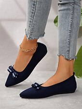 baratos Sapatilhas de mulher-sapatilhas femininas de bico fino com laço – sapatilhas de balé elegantes e respiráveis para uso no escritório e casual