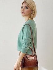 abordables Bolsos de mano y tote-Elegante bolso de mano de piel sintética con efecto cocodrilo: elegante bolso de mano con asa superior y correa de hombro desmontable, lujoso bolso de mano para mujer, perfecto para el trabajo, fiestas y eventos formales negro rosa rojo