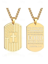 economico Gioielli da uomo-collana con targhetta per cani con bandiera americana in acciaio inossidabile con design a croce – ciondolo unisex di ispirazione militare per abbigliamento casual e occasioni patriottiche